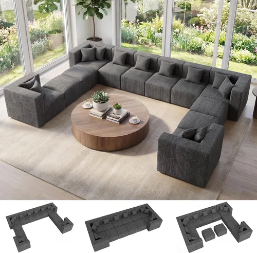 Vista 22 de MONVANE Sofás seccionales deshuesados de gran tamaño de 103 pulgadas para sala de estar, sofá de nube en forma de L de 4 asientos, sofá modular