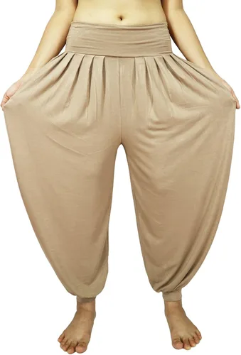 Vista 28 de Lovely Creations Pantalones holgados con cintura elástica y harem Aladdin para mujer