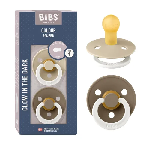 Vista 138 de BIBS - Paquete de 2 chupetes para bebés, goma natural libre de bisfenol A, hechos en Dinamarca, colección Colour, para bebés de 18+ meses, azul bebé