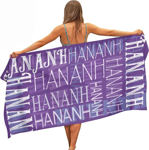 Vista 9 de Toalla de playa con nombre personalizado para adultos, niños, toalla de playa súper suave de secado rápido para niñas y niños, toalla de playa