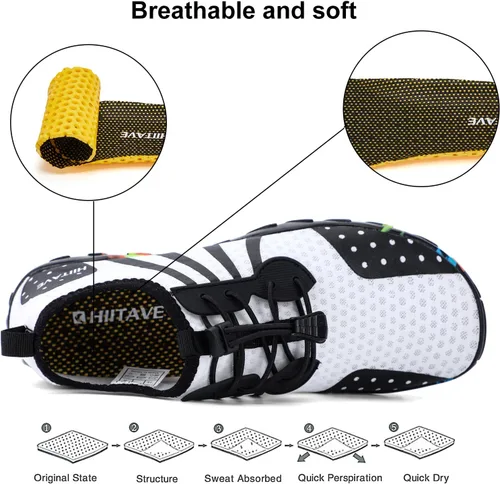 Vista 6 de Zapatillas para el agua hiitave para hombre y mujer, de secado rápido, zapatillas tipo calcetín estilo barefoot, para surf, caminar por el río