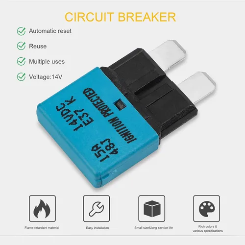 Vista 44 de GLOSO Circuit Breakers E37 Auto (T1) Reset Low Profile ATC/ATO - 1 Pack (3A)