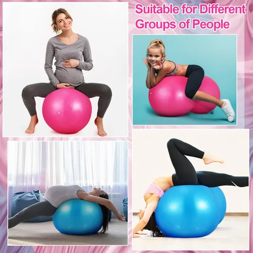 Vista 4 de Wettarn 2 unidades de bola de maní de maní para ejercicio, para embarazo, yoga, estabilidad, fitness, con bomba para parto, entrenamiento de fuerza