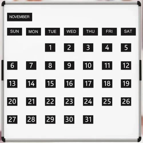 Vista 5 de 50 números magnéticos de calendario para pizarra blanca y refrigerador, días de la semana y meses, indicadores magnéticos de fechas del calendario