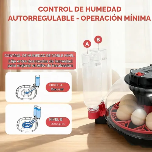 Vista 2 de Gen II - Incubadora automática de 12 huevos, humedad de dos etapas con recarga automática y control de temperatura estable, giro automático