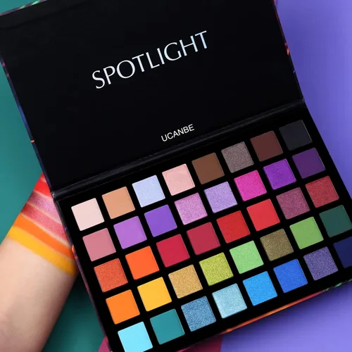 Vista 3 de UCANBE Spotlight Paleta de sombra de ojos profesional 40 colores sombra de ojos mate brillo paleta de maquillaje altamente pigmentado colorido polvo