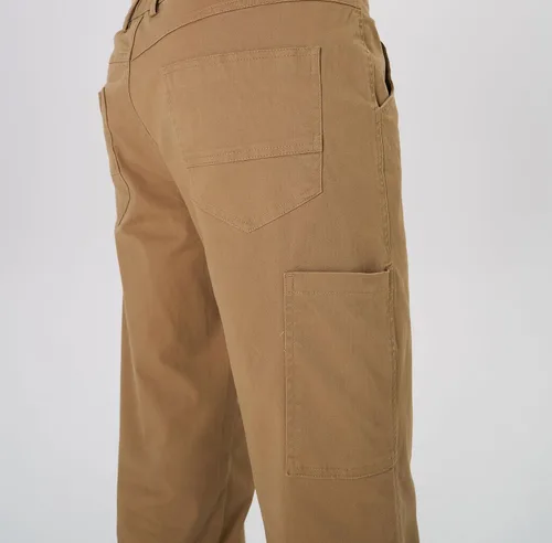 Vista 6 de Plaid&Plain Pantalones caqui elásticos de ajuste recto con bolsillo lateral y cintura elástica para hombre
