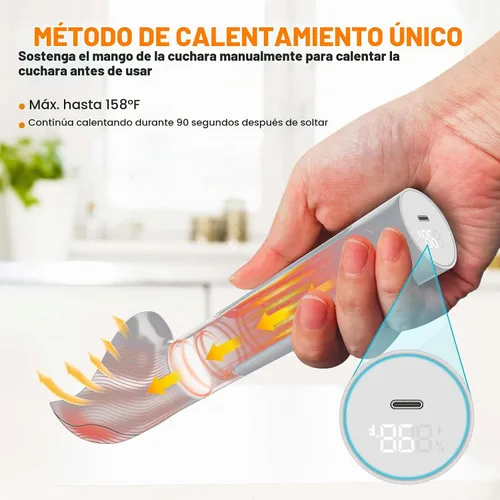 Vista 3 de Cuchara de helado calentada, cuchara eléctrica recargable impermeable para helado