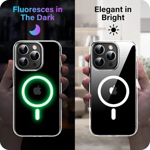 Vista 3 de Meifigno Clear Mag Series - Funda diseñada para iPhone 14 Pro, protección de grado militar y compatible con MagSafe, parte trasera de policarbonato