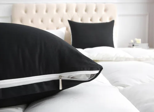 Vista 4 de Fundas de almohada estándar, fundas de almohada 100% algodón egipcio con cremallera oculta, 500 hilos, fundas de almohada con cremallera, juego de 2