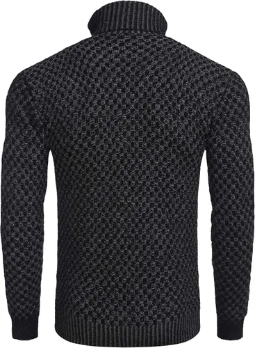 Vista 3 de COOFANDY Suéter de punto de cuello alto para hombre, ajuste delgado, térmico, acanalado, suéter