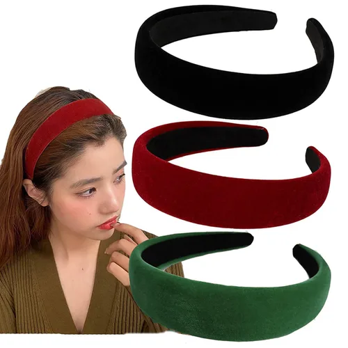 Vista 8 de Diademas anchas de terciopelo para mujer, diademas suaves para mujer, diademas de moda para mujeres y niñas, diadema antideslizante a la moda