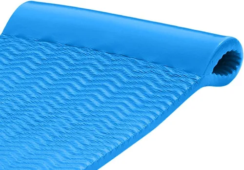 Vista 8 de TRC Recreation Serenity 1.5” Thick Vinyl Coated Foam Swimming Pool Float Mat Adult Lounger with Built-in Roll Pillow