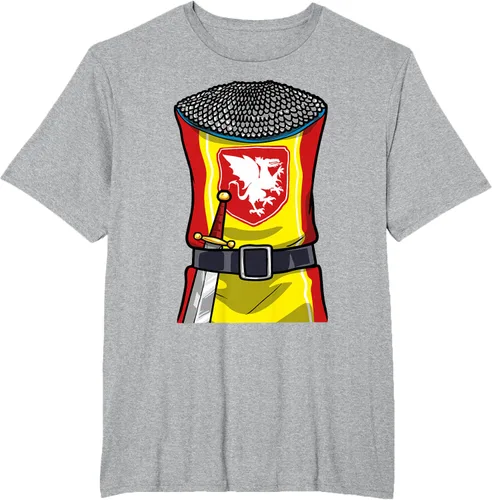 Vista 38 de Disfraz medieval de caballero de Halloween, camiseta para niños con espada de armadura, Negro, S