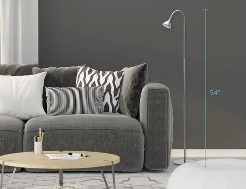 Vista 3 de BLACK+DECKER PureOptics LED - Lámpara de pie minimalista, 58 pulgadas de altura con base pesada, cuello de cisne ajustable, sin parpadeo, ecológica