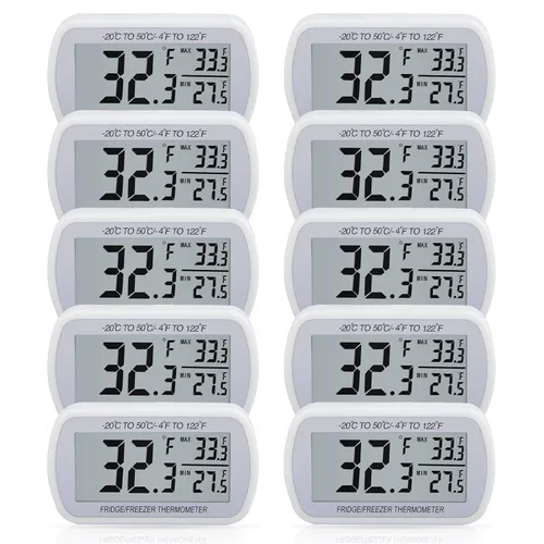 Vista 12 de AEVETE Termómetro digital impermeable para refrigerador con pantalla LCD grande, termómetro de sala de congelador con parte trasera magnética, sin