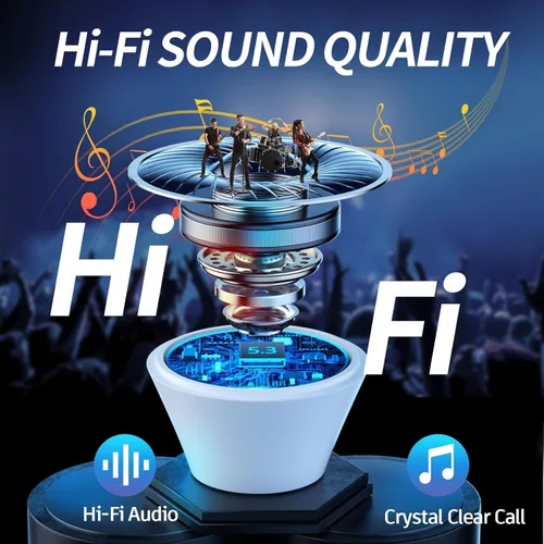 Vista 2 de Auriculares inalámbricos, Bluetooth 5.4 con graves profundos estéreo de alta fidelidad, tiempo de reproducción de 48 horas, micrófono