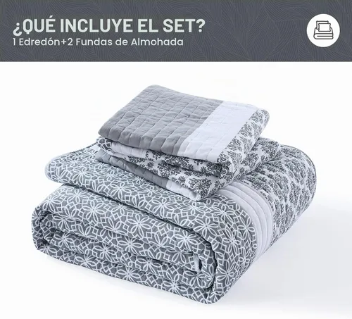 Vista 6 de SahSahCasa Juego de edredón, tamaño Queen, juego de ropa de cama 100% algodón, colcha reversible ligera con diseño floral de patchwork para cama