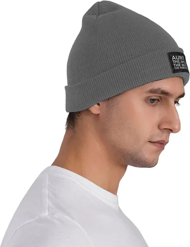 Vista 6 de YVNUM Aunt The Women The Myth The Bad Influence Beanie for Men,Slouchy Knit Skull Cap Warm Winter Hat Cuffed Plain Hat