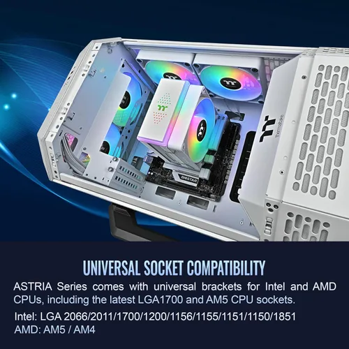 Vista 6 de Thermaltake Enfriador de CPU ASTRIA 400 ARGB; 6 tubos de calor de cobre; ventilador PWM de 4.724 in; 500 ~ 1800 RPM; Torre individual; Intel/AMD