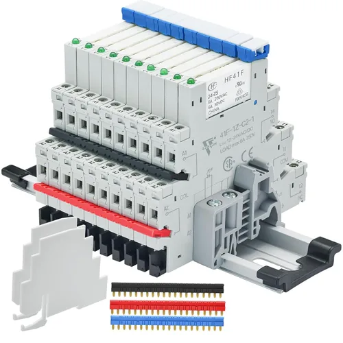 Vista 15 de Relé electromagnético 5VDC SPDT 6Amp, relés de alimentación con indicador LED, base de enchufe, riel DIN, ultra delgado de 6.2mm, certificación UL
