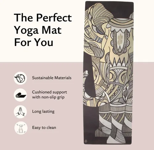 Vista 2 de Shakti Warrior Tapete de yoga de gamuza, tapete antideslizante natural ecológico de primera calidad, ideal para yoga, pilates, entrenamientos