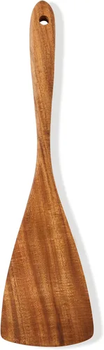 Vista 8 de Jilla-hla Espátula de madera antiadherente con mango largo de acacia, espátulas planas para freír hechas a mano para regalos de cocina, utensilios