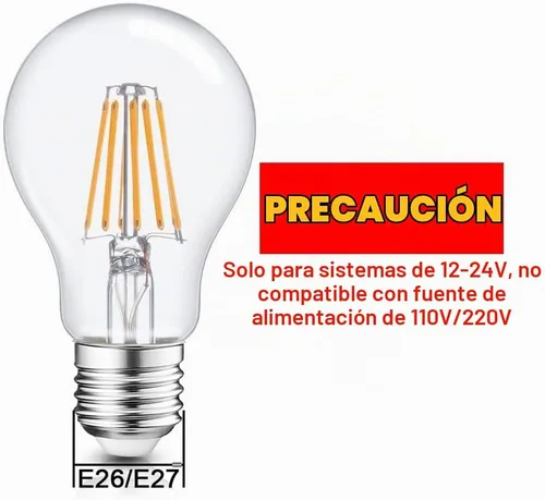 Vista 2 de Haian Support Bombilla LED eficiente de 12 V, 6 W, 600 lm, base E26/E27, 12-24 V CA/CC, paquete de 4, ideal para sistemas de batería solar fuera