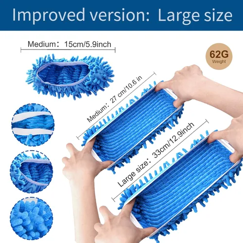 Vista 2 de Cosywell 5 pares de 10 pantuflas de mopa para suministros de limpieza de pisos, pantuflas de microfibra lavables y reutilizables, calcetines