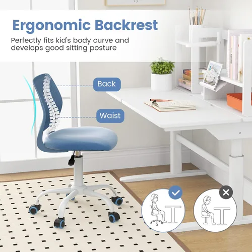 Vista 8 de Topment - Silla giratoria de escritorio de oficina, silla pequeña sin brazos con respaldo hueco, asiento de malla tapizado, construcción resistente