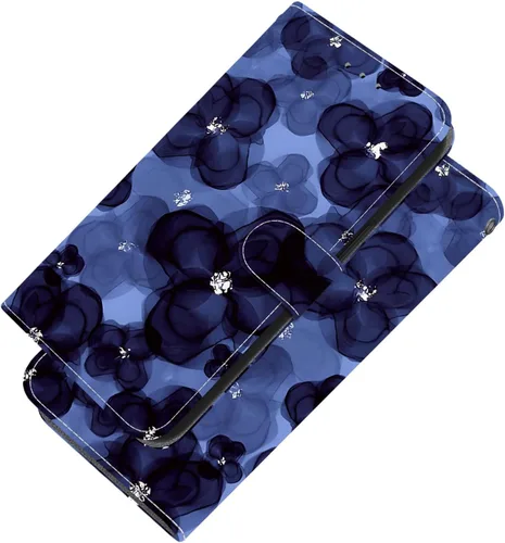 Vista 9 de Funda de cuero con tapa para Motorola Moto E7 Power Case con ranura para tarjeta de cuero con patrón de cristal pintado (SJ-31)