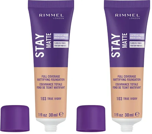 Vista 35 de 3 x Rimmel London Stay Matte - Base líquida mousse mate 30ml - 201 Beige clásico