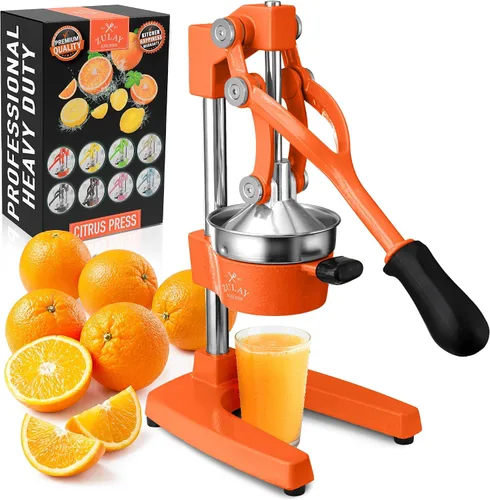 Vista 55 de Zulay Kitchen Exprimidor de hierro fundido, exprimidor de naranja resistente con coladores desmontables para una fácil limpieza, prensa de cítricos