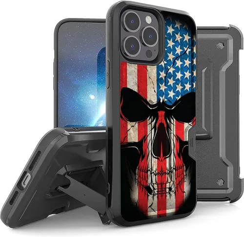 Vista 17 de Compatible con Apple iPhone 13 Pro Max Armor Kombo Kickstand Funda con clip para cinturón, híbrida, resistente, resistente, a prueba de golpes