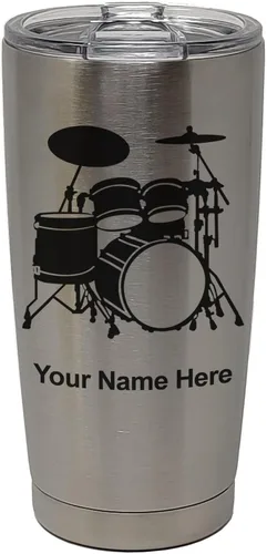 Vista 31 de LaserGram Vaso aislado al vacío de 20 onzas, juego de batería, grabado personalizado incluido (negro)