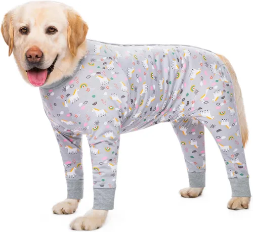 Vista 13 de Traje de recuperación para perros grandes y medianos después de la cirugía, mameluco antilameduras suave y transpirable para perros, alternativa al