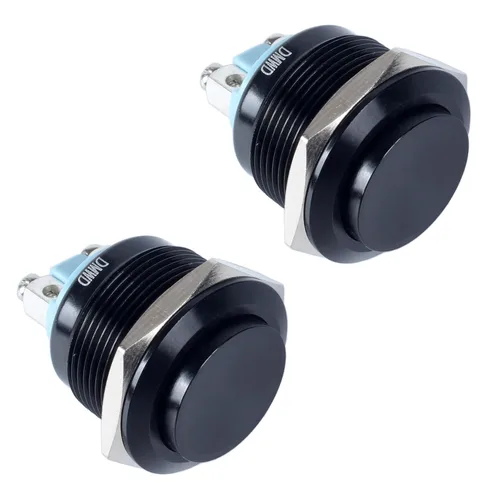 Vista 16 de Paquete de 2 interruptores de botón momentáneos de metal de 0.630 in, impermeables, IP66, terminales de tornillo antivandálicos de 12 V, 24 V, 36 V