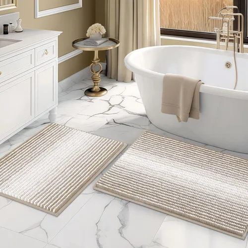 Vista 88 de BSICPRO Tapetes de baño de felpilla, 20 x 32 pulgadas, antideslizantes, absorbentes, suaves, peludos, para baño, lavables a máquina (salvia)