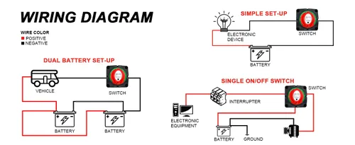 Vista 7 de Interruptor de batería de 1-2-2-ambos apagados, 12-48V 200A de alta corriente impermeable desconecta interruptores maestros de corte para automóvil