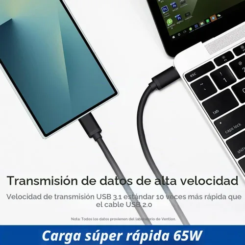 Vista 8 de Cargador súper rápido de 65 W para Samsung Fold8 Ultra iPhone17 Pro Max Compatible for Galaxy Z Fold7 Fold6 Fold5 Flip7 Flip6 S26 Ultra Note20