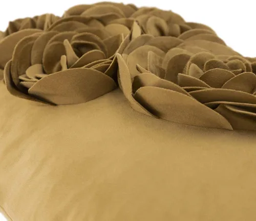 Vista 4 de JWH Funda de almohada decorativa de flores 3D, hecha a mano, funda de almohada floral de terciopelo suave, cojín lumbar para cama, sala de estar