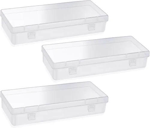 Vista 9 de WLLHYF Paquete de 3 recipientes de almacenamiento pequeños de plástico con tapas con bisagras, caja rectangular de plástico transparente