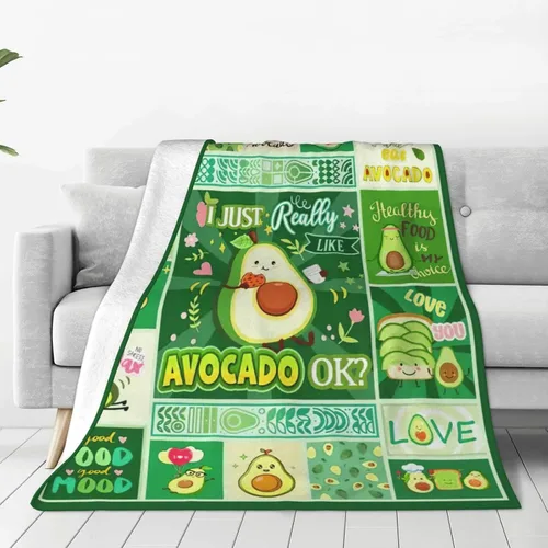 Vista 47 de SweetFox Manta de aguacate, divertida y bonita manta de decoración de aguacate, regalos para niñas y niños amantes, súper cálida, suave, ligera
