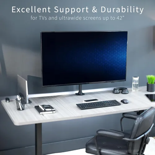 Vista 2 de VIVO Soporte de escritorio para TV y monitor de pantalla ultra ancha, altura ajustable y soporte de inclinación para pantallas de hasta 42 pulgadas