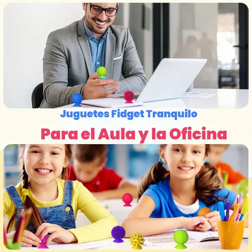 Vista 4 de Juguetes sensoriales antiestrés para niños y adultos: paquete de 16 juguetes texturizados con succión - Juguetes sensoriales para niños con autismo