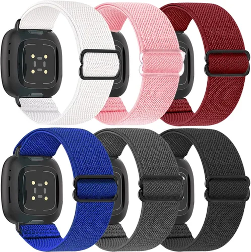 Vista 14 de Paquete de 6 bandas elásticas de nailon compatibles con Fitbit Versa 4 / Fitbit Sense 2 / Fitbit Versa 3 / Fitbit Sense, correas de repuesto