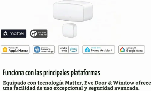 Vista 2 de Eve Puerta y Ventana (Matter) Paquete de 3 – Sensor de Contacto Inteligente para Puertas y Ventanas, Estado Abierto/Cerrado, Control Automático