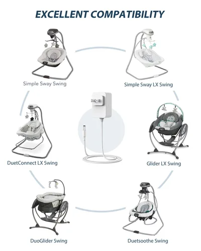 Vista 5 de CONMDEX Graco - Cable de repuesto para columpio de bebé de 10 pies de largo, cable de alimentación para columpio Graco Simple Sway