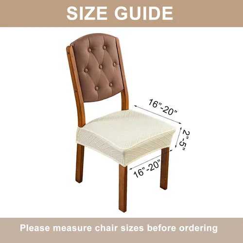 Vista 3 de Genina Fundas de asiento impermeables para sillas de comedor, fundas protectoras para sillas de comedor, sin fundas traseras (beige, 4 piezas)