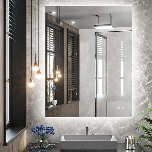 Vista 21 de TETOTE - Espejo retroiluminado para baño con luz, botón táctil regulable y función antivaho (horizontal o vertical)